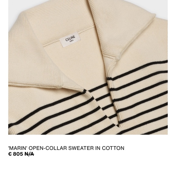 CELINE Paris 'MARIN' OPEN-COLLAR SWEATER IN COTTON - Picture 9 of 17